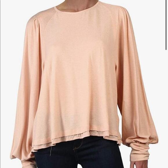 Free People Billie ribbed layered top xs peach/light pink - Picture 11 of 11